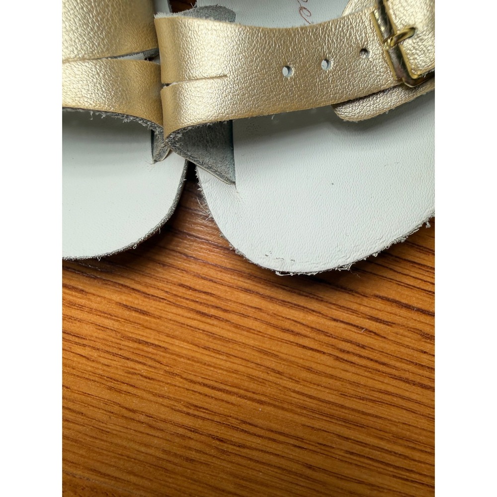 Salt Water Sandals Sun-San Sea Wee Gold Metallic Leather Toddler Baby Size 3 - Picture 8 of 9